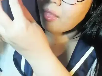 Watch Elation's cute Thai friend, plus-size, get off on a ginormous faux-cock and hj