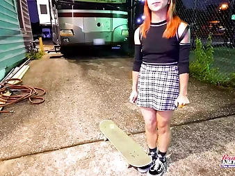Super hot Skater Girl Keyton gets her crevices packed with a manstick and jism