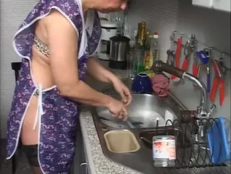 Unhealthy housewife with a dark-haired junkie gives a dishevelled handjob to chum around with annoy plumber while hubby's away