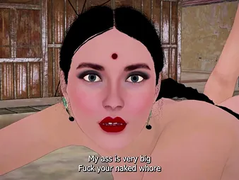 Indian laborer takes advantage of busty 3D MILF’s dual foray